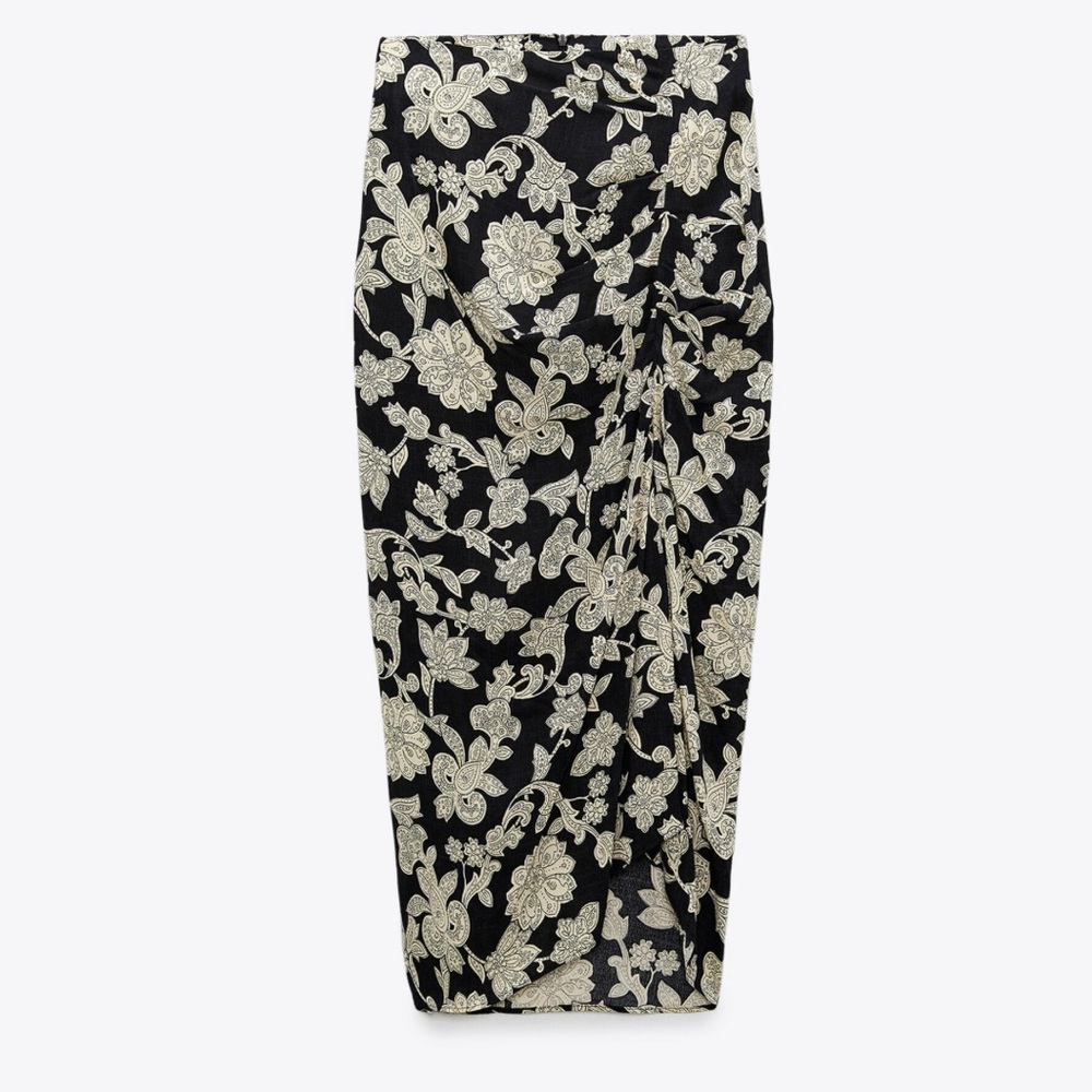 ZARA FLORAL PRINT MIDI SKIRT